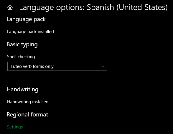 Windows Language Feature Options