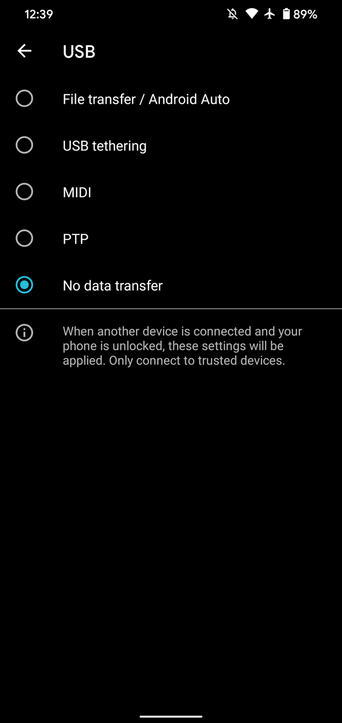Android Choose USB Mode