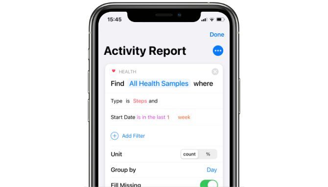 Activity Report Siri Shortcut