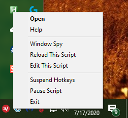 AutoHotkey Script System Tray