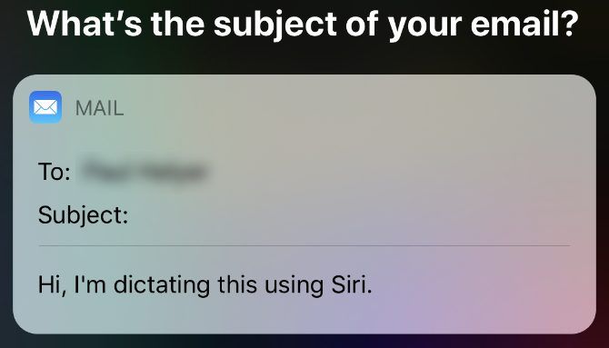 Dictating an email using Siri