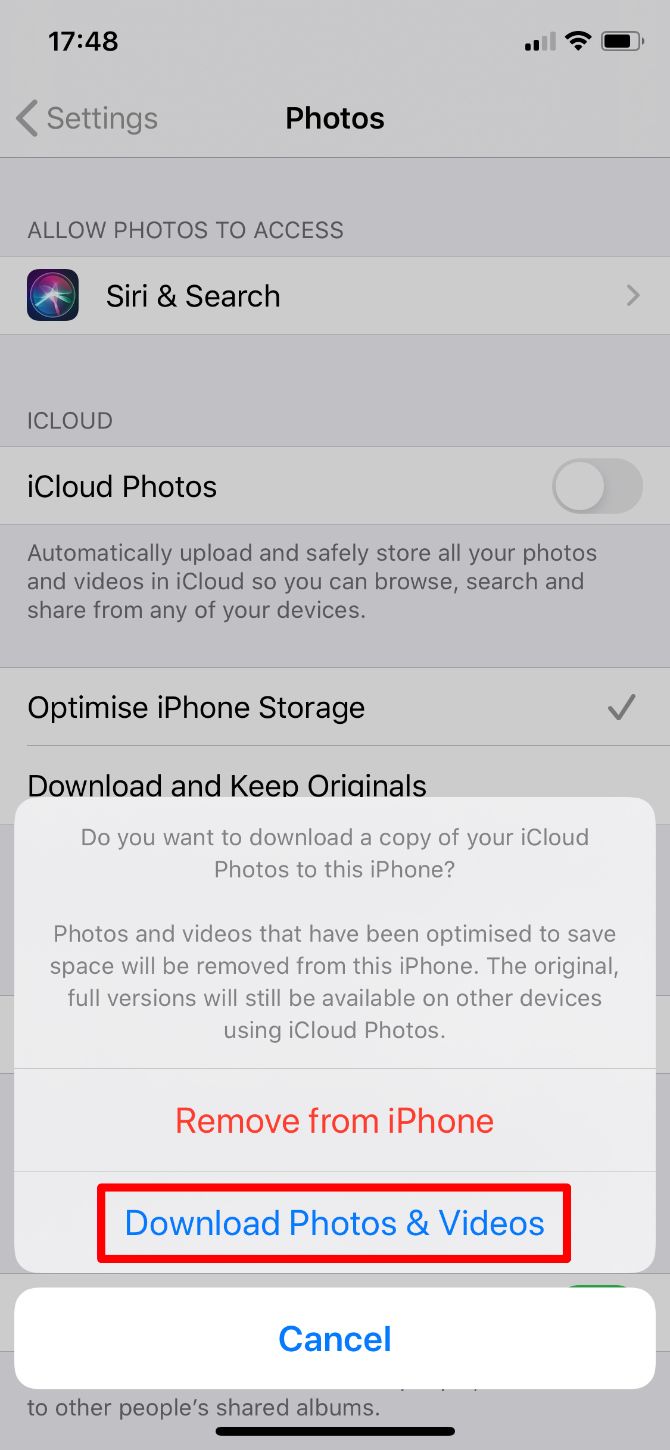 Download Photos & Videos option from iCloud Photos2