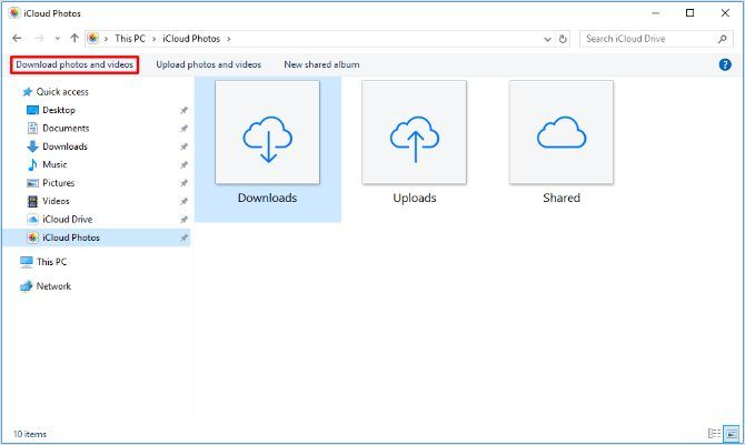 icloud photos how to download all to windows 10