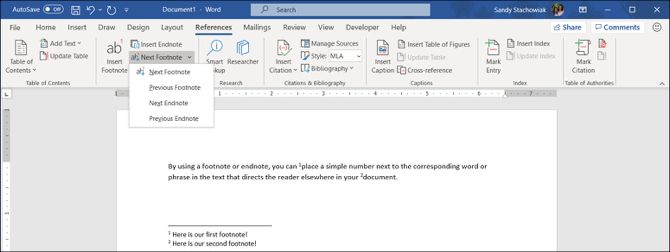 add page after endnotes in word 2016