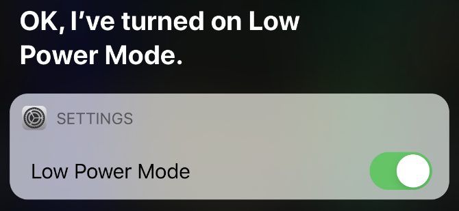Siri turning on Low Power Mode in Settings