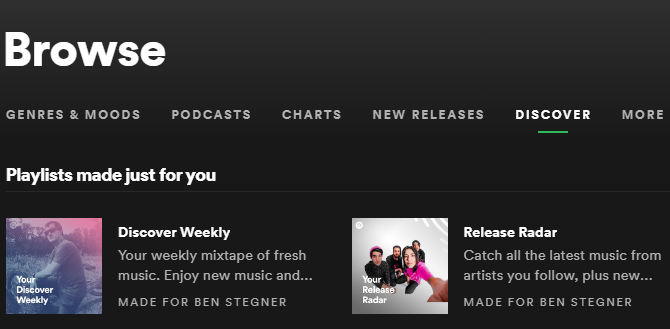 Spotify Discover Tab