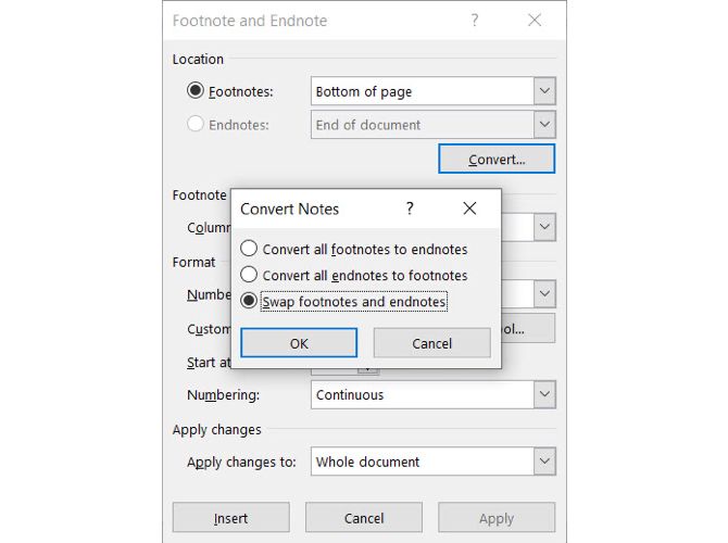 change endnote format in word for mac