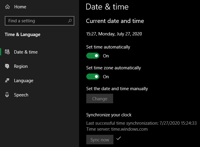 Windows 10 Automatic Clock
