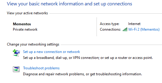 Windows Network Options Control Panel
