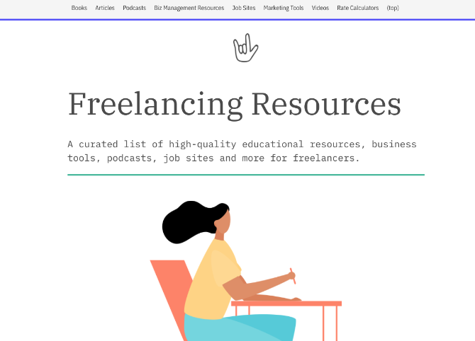 We Freelancing is a curated list of books, podcasts, articles, apps, and other resources for freelancers