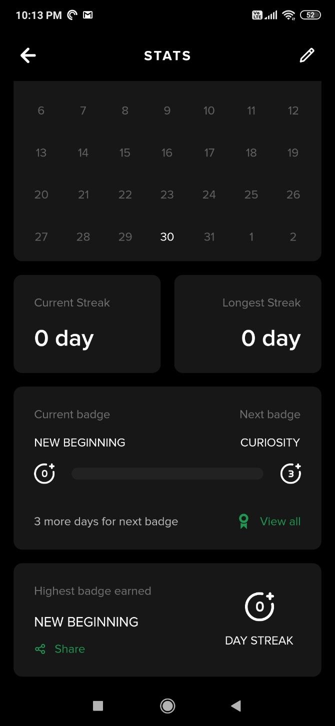 Habbit is minimal and shows well-designed charts of your progress and badges
