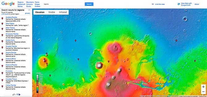 Google Map of Mars