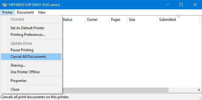printer cancel all documents