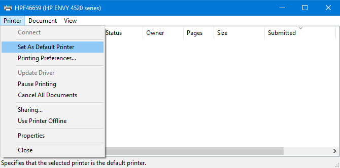 set printer as default