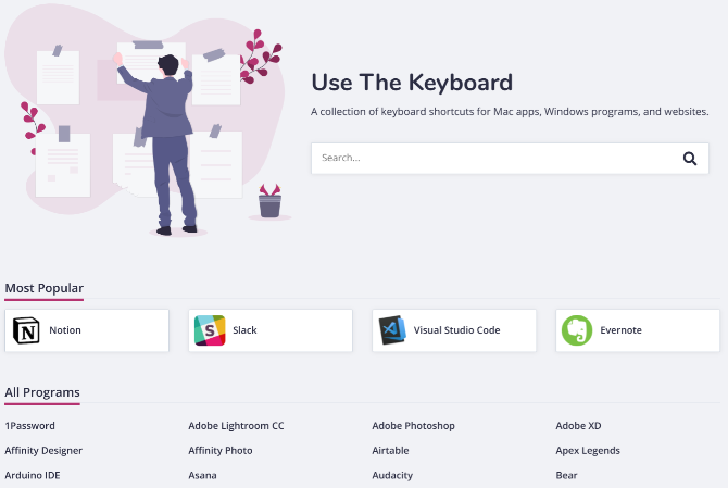Use The Keyboard is a gorgeous collection of keyboard shortcuts for the most popular online and offline apps in 2020