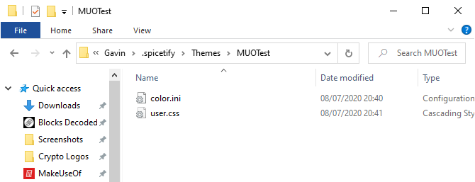 spicetify configuration files in folder