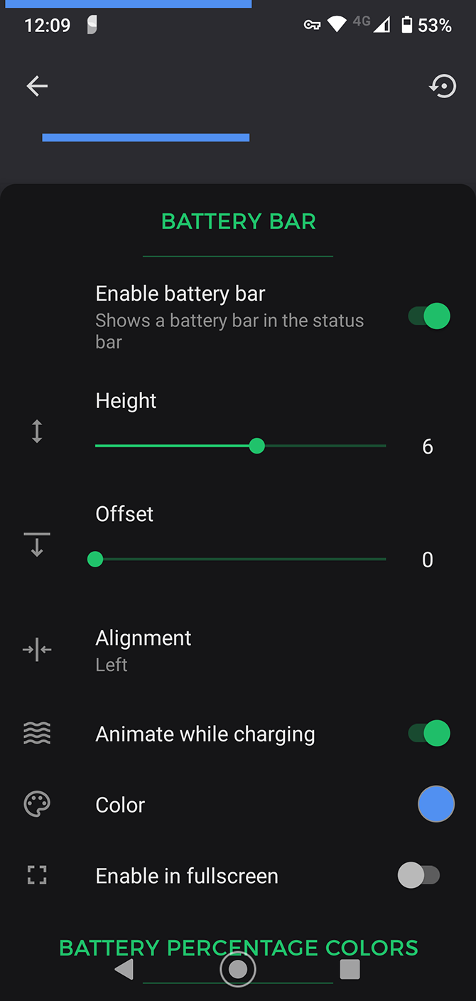 status bar battery bar