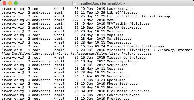 terminal apps list mac
