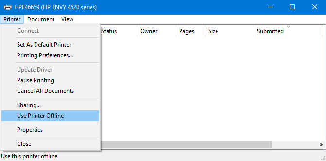 use printer offline