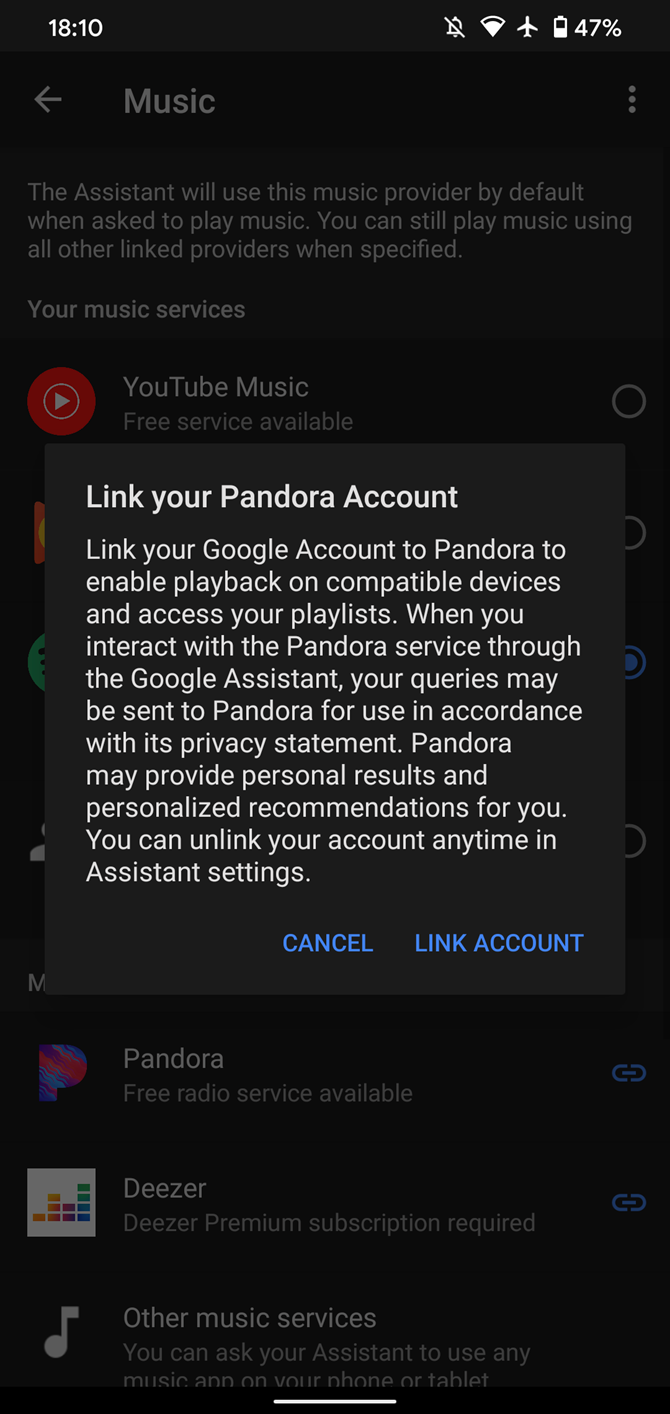 Android-Google Assistant Music Warning