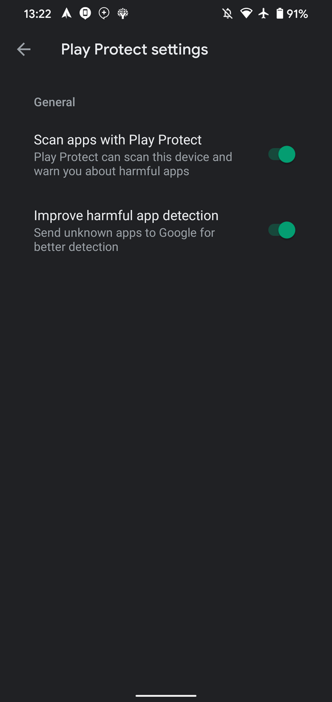 Android Play Protect Options