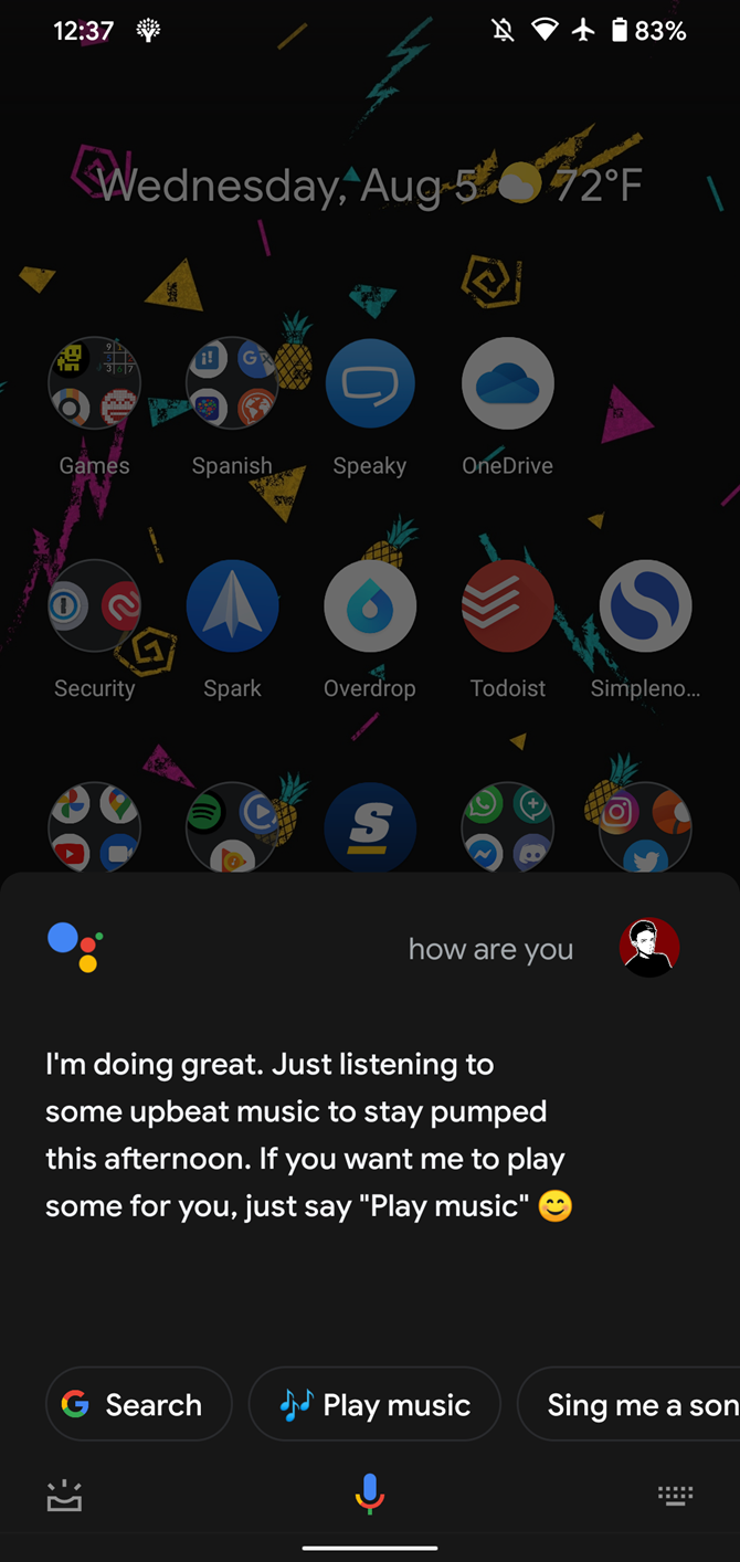 Google Assistant Text Answer