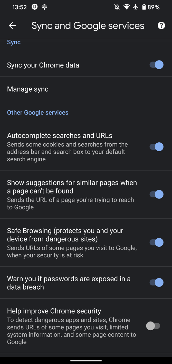 Chrome Safe Browsing Options