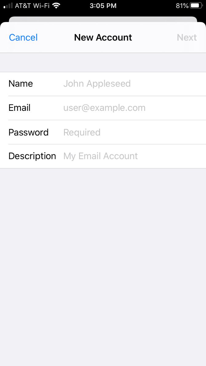Add Email Account Manually iPhone