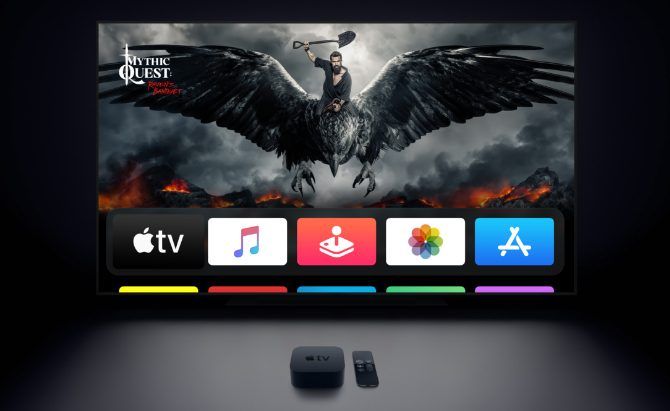 Apple TV 4K with TV showing HDR video