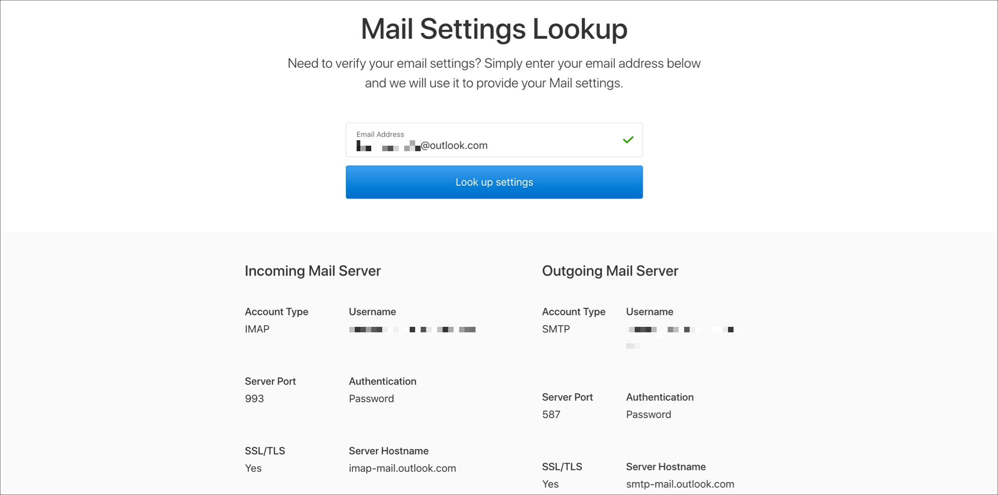 Apple Mail Settings Lookup Site