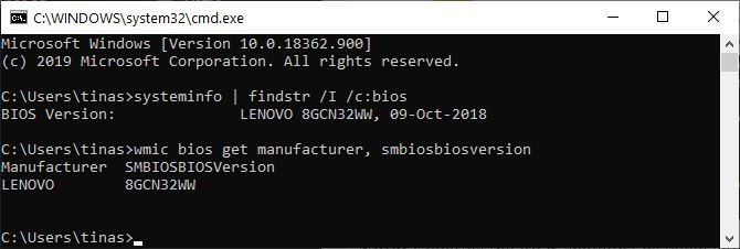 Check your BIOS version in a command prompt.