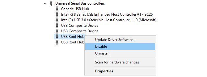 Disable USB Root Hub