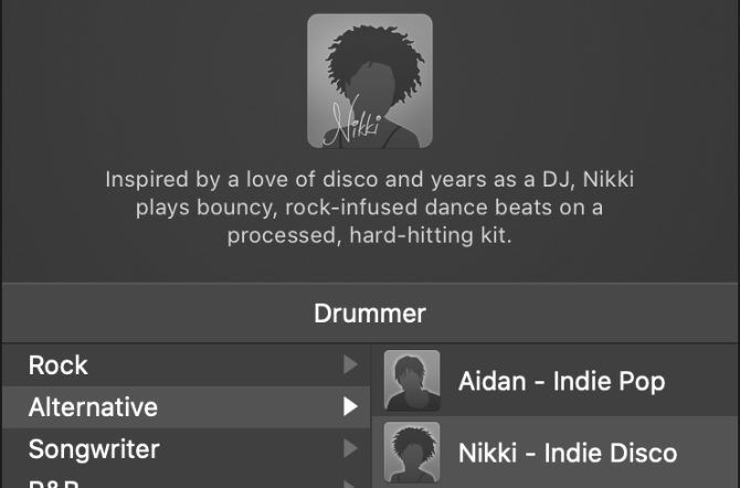 Drummer selection in Garageband