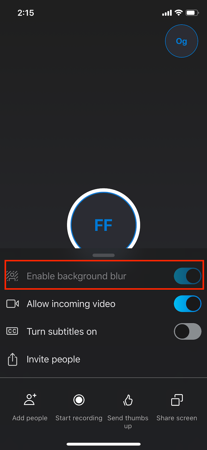 Enable blur toggle in skype