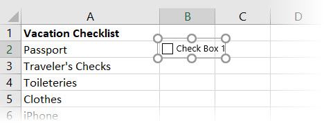 add a checkbox to a whole list in excel for mac