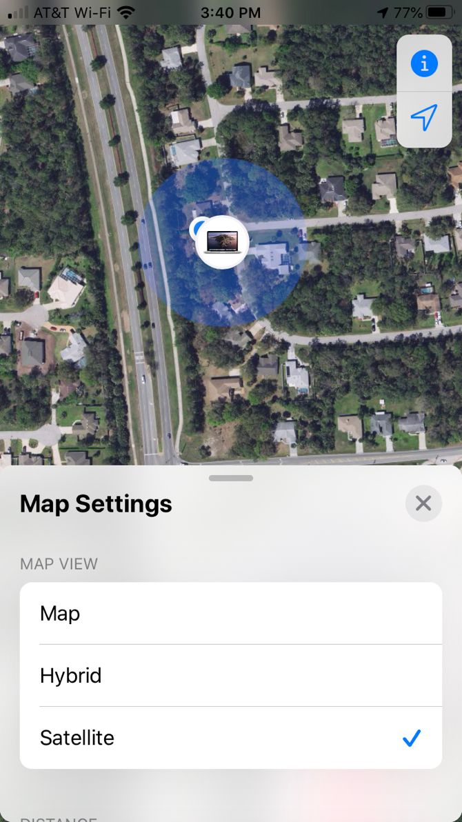 Find My On iPhone-Satellite Map Settings