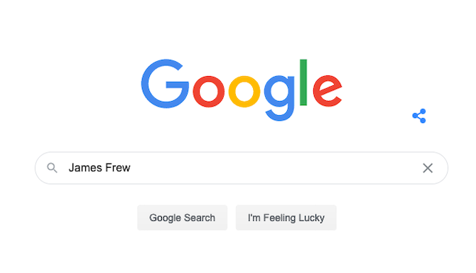 Screenshot of vanity search on Google