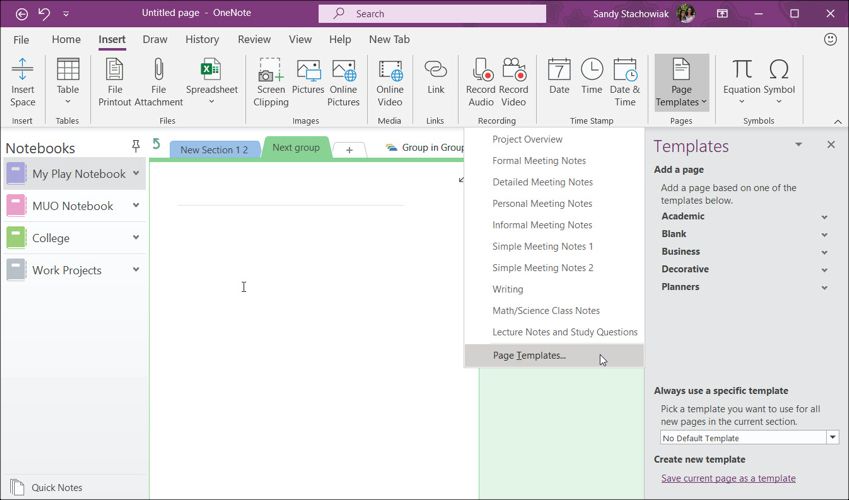 onenote templates download