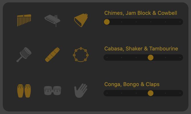 Percussion instrument pattern variations in Drummer Editor