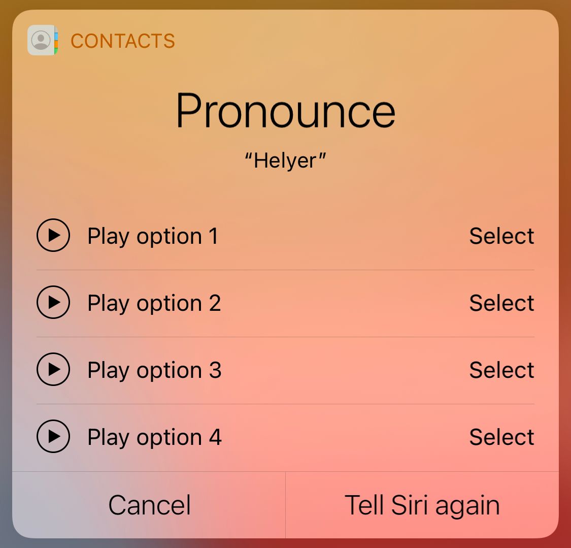 Siri learning to pronounce a contact name