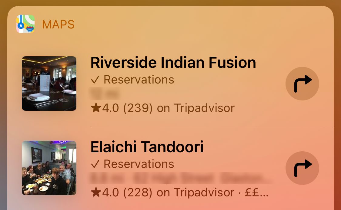 Siri looking up reservable restaurants in Maps