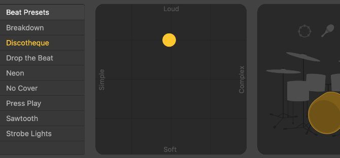 X:Y Pad in Drummer Editor