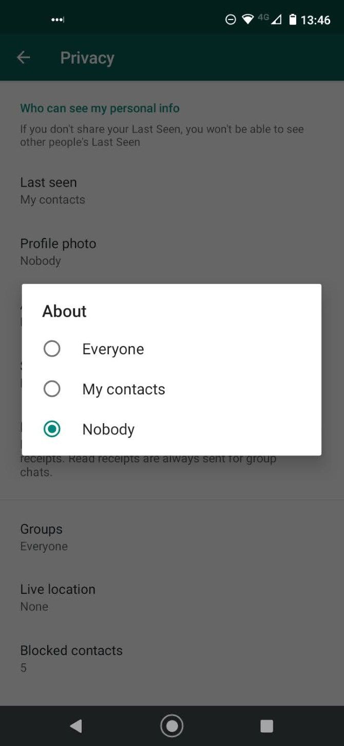 chat privacy whatsapp options