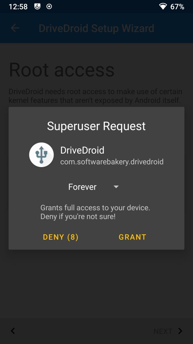 drivedroid request root access