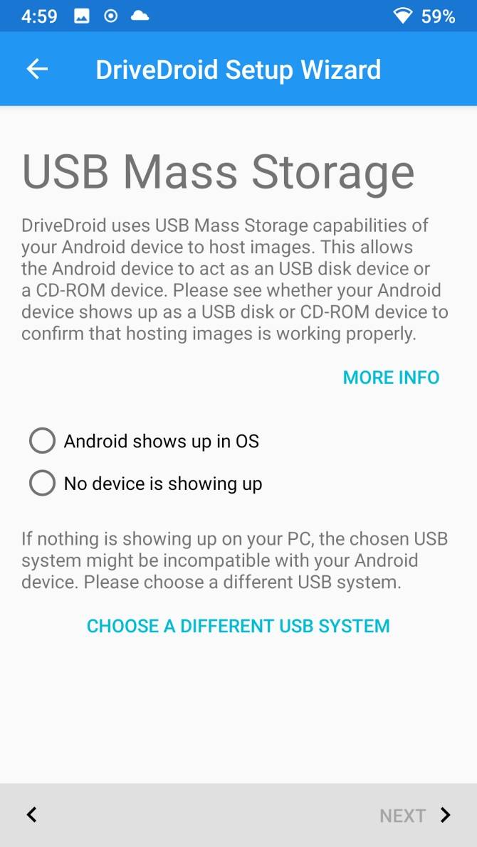 drivedroid usb storage options