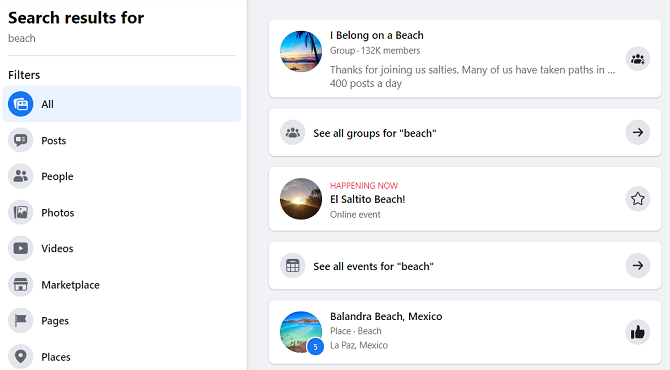 facebook search overview