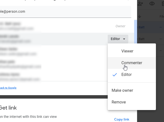 Modifying permissions in Google Drive