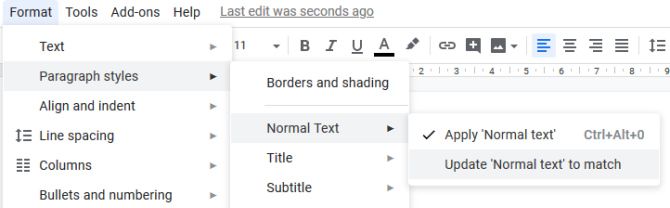 google drive paragraph styles