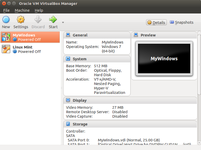 Run a Linux VM on Virtualbox
