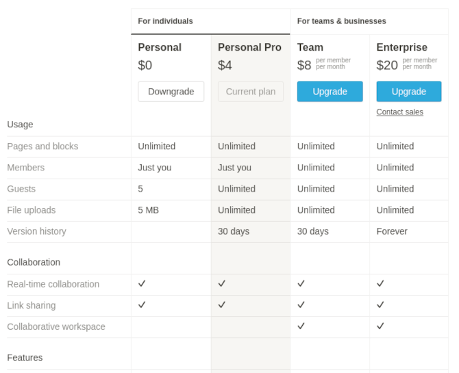 notion pricing template